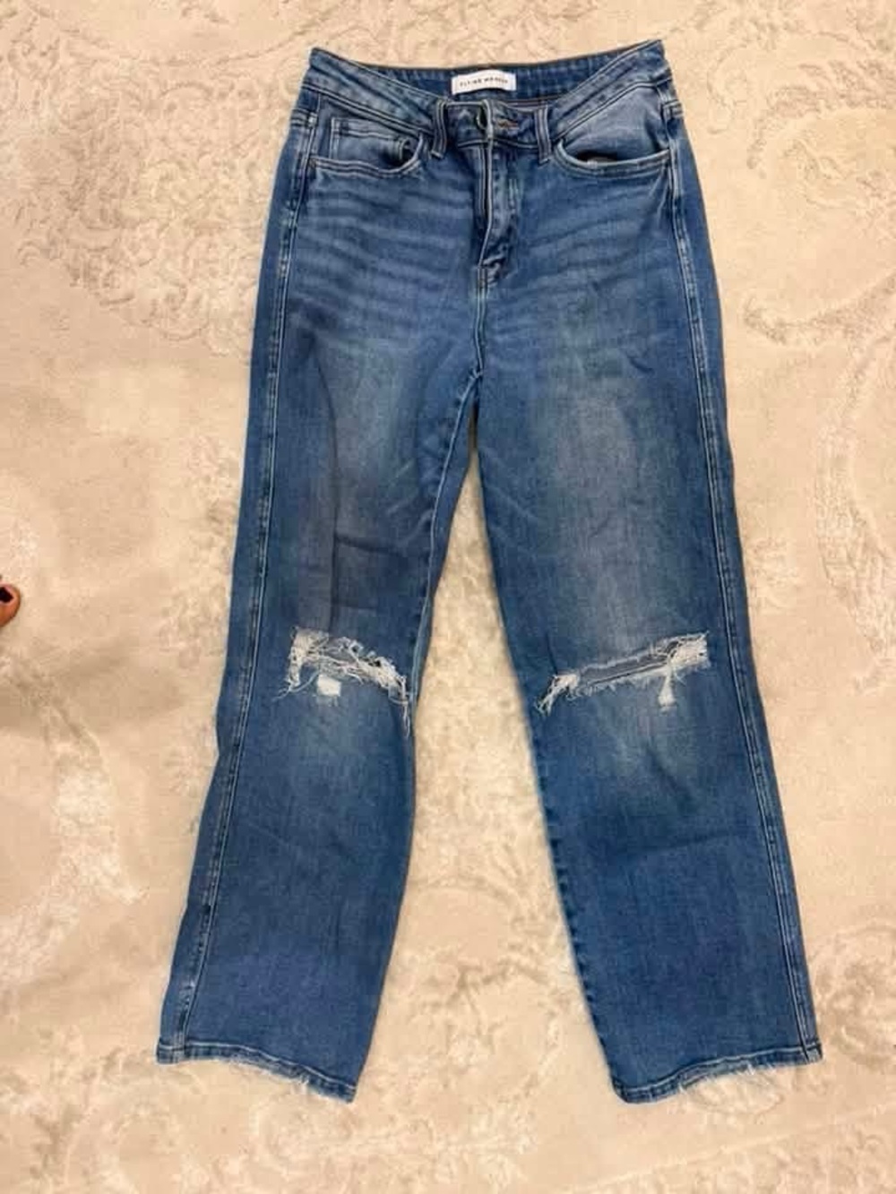 Flying Monkey Blue Straight Leg Distressed Jeans